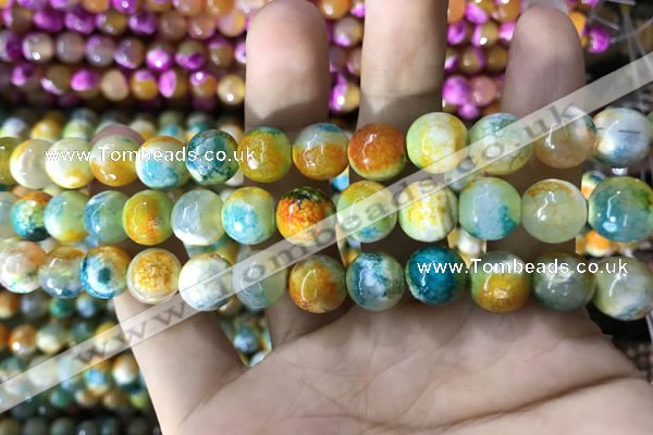 CAA1787 15 inches 10mm faceted round fire crackle agate beads