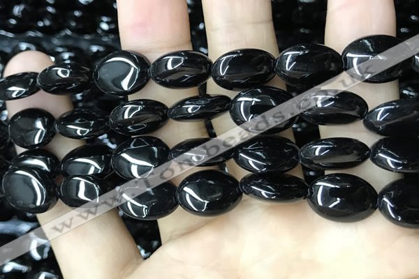 CAA2539 15.5 inches 12*16mm oval black agate beads wholesale