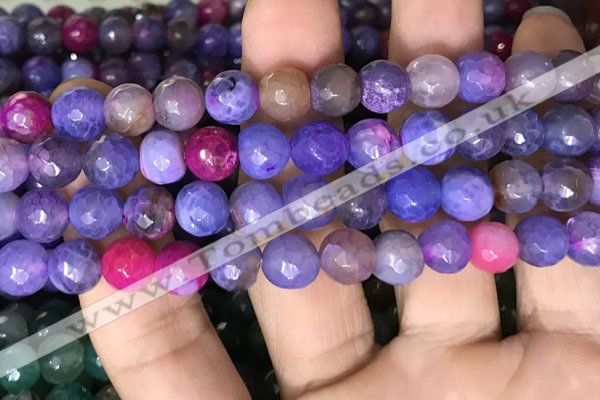 CAA3003 15 inches 8mm faceted round fire crackle agate beads wholesale