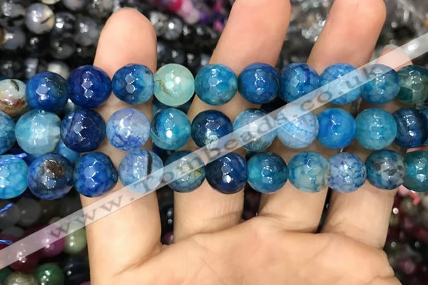 CAA3047 15 inches 10mm faceted round fire crackle agate beads wholesale