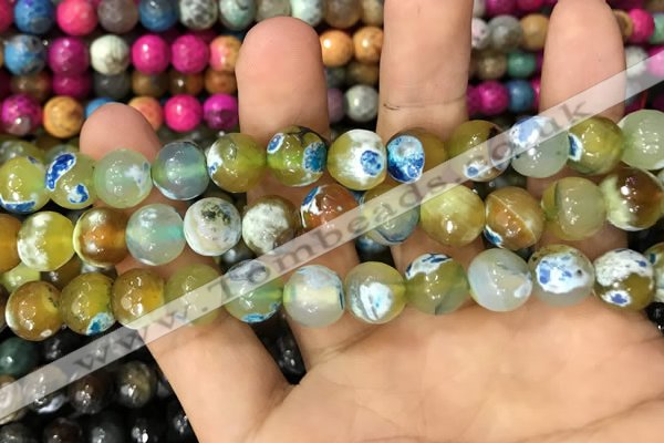 CAA3062 15 inches 10mm faceted round fire crackle agate beads wholesale