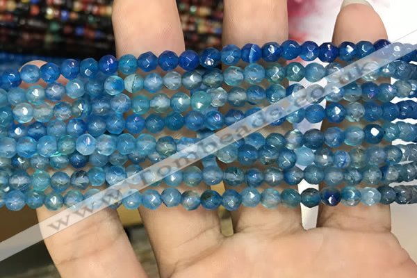 CAA3267 15 inches 4mm faceted round agate beads wholesale