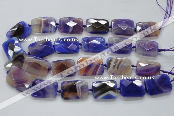 CAA362 15.5 inches 25*30mm faceted rectangle violet line agate beads