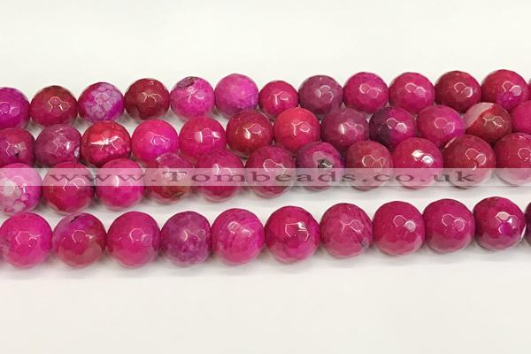 CAA5542 15 inches 12mm faceted round fire crackle agate beads