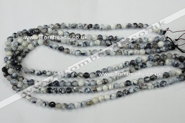 CAA709 15.5 inches 6mm faceted round fire crackle agate beads