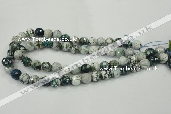 CAA720 15.5 inches 12mm faceted round fire crackle agate beads