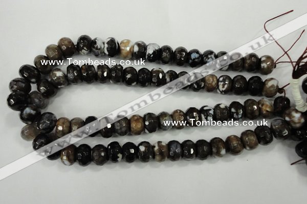 CAA732 10*14mm faceted rondelle fire crackle agate beads