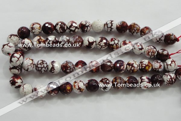 CAA806 15.5 inches 14mm faceted round fire crackle agate beads