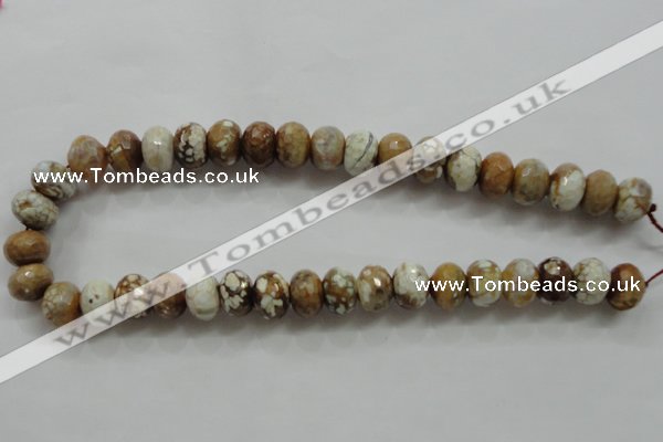 CAA829 15.5 inches 10*14mm faceted rondelle fire crackle agate beads