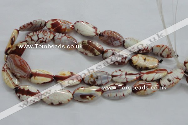 CAA838 15.5 inches 16*28mm twisted oval fire crackle agate beads