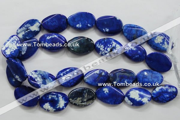 CAA839 15.5 inches 20*30mm twisted oval fire crackle agate beads