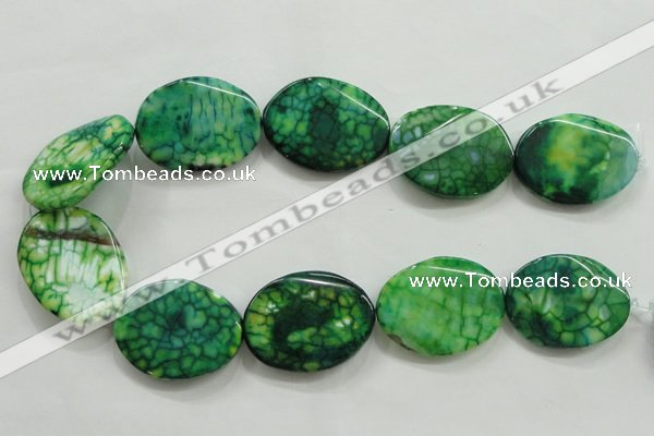 CAA846 15.5 inches 30*40mm twisted oval fire crackle agate beads