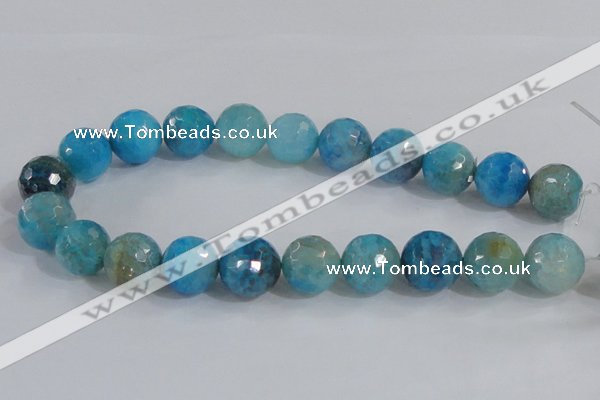 CAB658 15.5 inches 18mm faceted round fire crackle agate beads