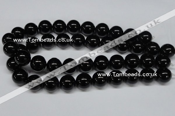 CAB729 15.5 inches 18mm round black agate gemstone beads wholesale