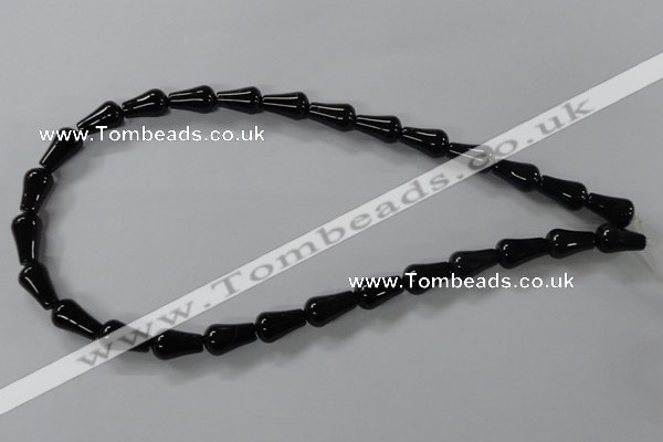 CAB736 15.5 inches 8*14mm teardrop black agate gemstone beads