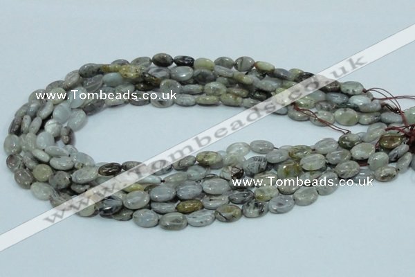 CAB79 15.5 inches 8*12mm oval silver needle agate gemstone beads