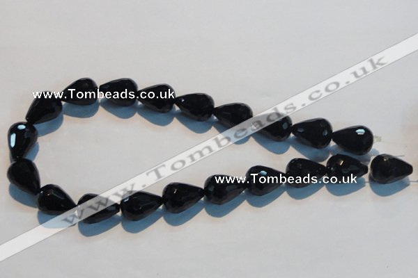 CAB800 15.5 inches 14*20mm faceted teardrop black gemstone agate beads