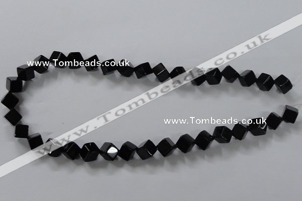 CAB831 15.5 inches 8*8mm cube black agate gemstone beads wholesale