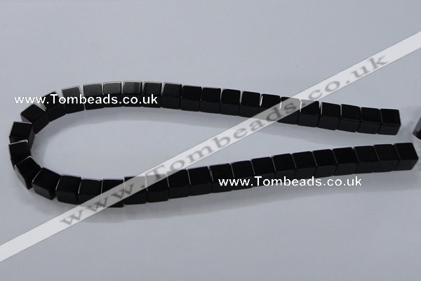 CAB835 15.5 inches 10*10mm cube black agate gemstone beads wholesale