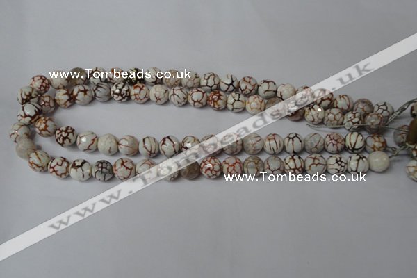 CAG1520 15.5 inches 10mm faceted round fire crackle agate beads