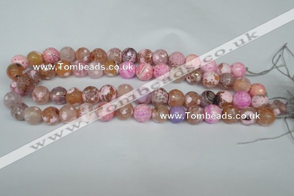 CAG1536 15.5 inches 12mm faceted round fire crackle agate beads