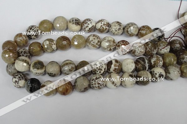 CAG1558 15.5 inches 16mm faceted round fire crackle agate beads