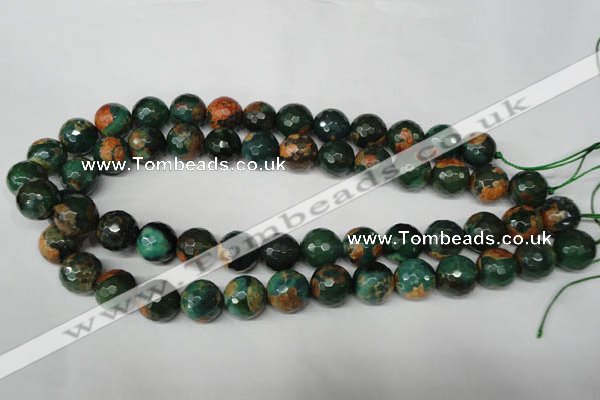 CAG2225 15.5 inches 14mm faceted round fire crackle agate beads