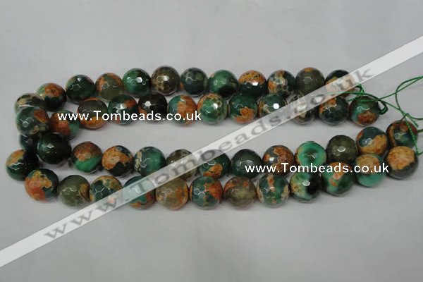 CAG2228 15.5 inches 20mm faceted round fire crackle agate beads