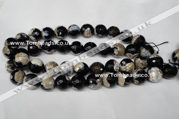 CAG2247 15.5 inches 18mm faceted round fire crackle agate beads