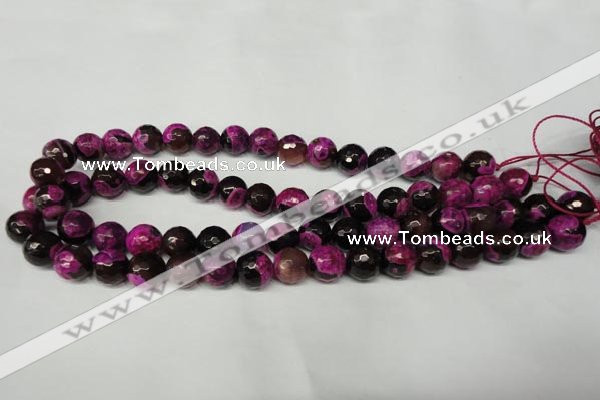 CAG2264 15.5 inches 12mm faceted round fire crackle agate beads