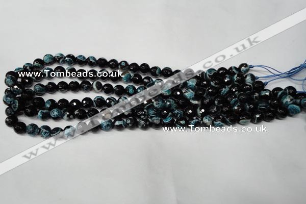 CAG2282 15.5 inches 8mm faceted round fire crackle agate beads