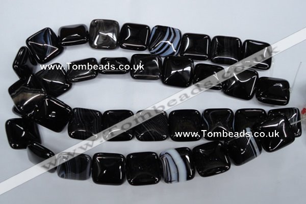 CAG2948 15.5 inches 22*22mm square black line agate beads