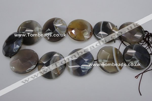 CAG3968 15.5 inches 30mm faceted coin grey botswana agate beads