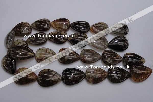 CAG4084 15.5 inches 22*30mm flat teardrop dragon veins agate beads