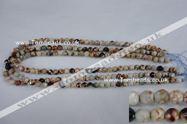 CAG4483 15.5 inches 6mm faceted round fire crackle agate beads