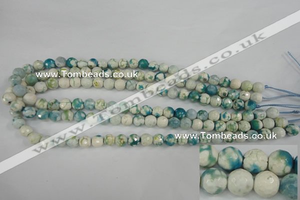 CAG4492 15.5 inches 8mm faceted round fire crackle agate beads