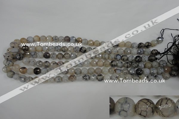 CAG4498 15.5 inches 8mm faceted round fire crackle agate beads