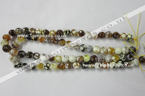 CAG4523 15.5 inches 10mm faceted round fire crackle agate beads