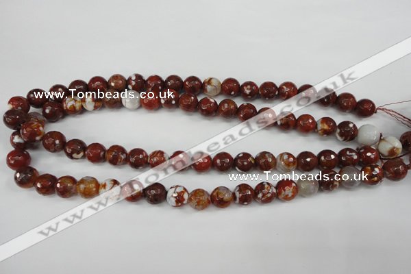 CAG4528 15.5 inches 10mm faceted round fire crackle agate beads