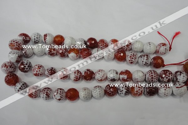 CAG4560 15.5 inches 14mm faceted round fire crackle agate beads