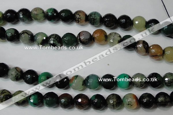 CAG4664 15.5 inches 10mm faceted round fire crackle agate beads