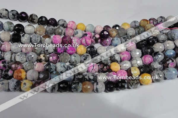 CAG5060 15.5 inches 10mm faceted round fire crackle agate beads