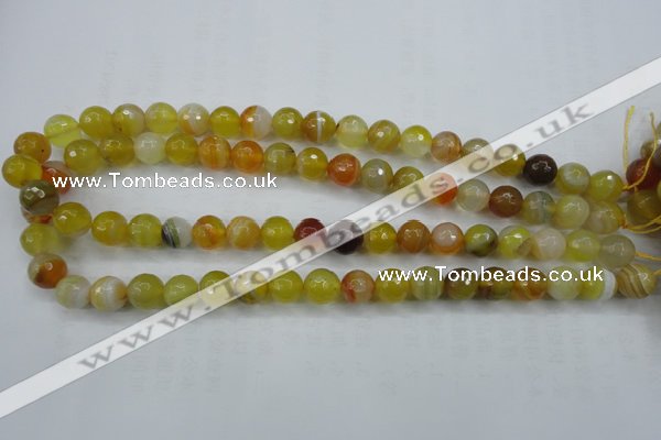 CAG5103 15.5 inches 10mm faceted round line agate beads wholesale