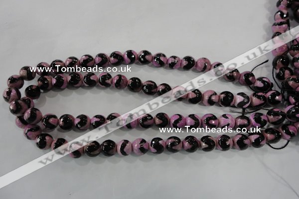 CAG5162 15 inches 10mm faceted round tibetan agate beads wholesale