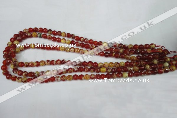 CAG5186 15 inches 6mm faceted round fire crackle agate beads