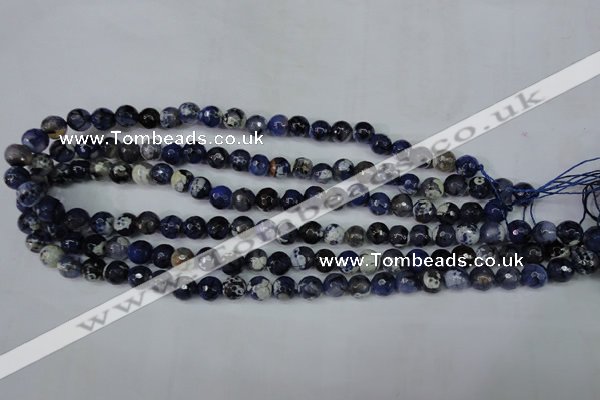 CAG5222 15 inches 8mm faceted round fire crackle agate beads