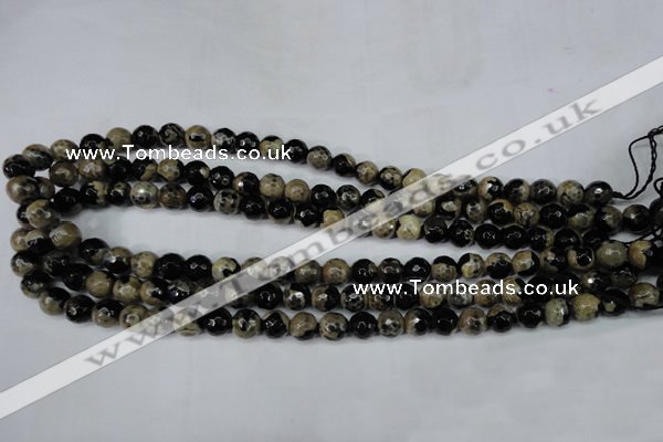 CAG5232 15 inches 10mm faceted round fire crackle agate beads