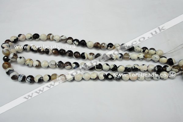 CAG5680 15 inches 8mm faceted round fire crackle agate beads