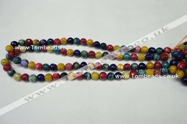 CAG5701 15 inches 8mm faceted round fire crackle agate beads