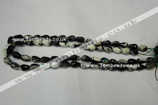 CAG5710 15 inches 8*12mm faceted teardrop fire crackle agate beads